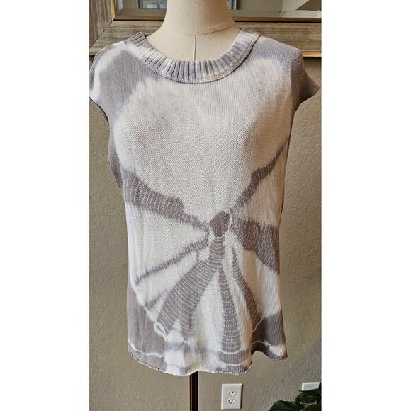 Mododoc Cottage Knit Tie Dye Pullover Sweater Women Size M Gray Relaxed Fit Cozy - Picture 1 of 4